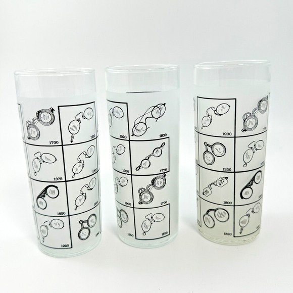 3 Vintage MCM Highballs with eyewear glasses history black and white optometry - Picture 1 of 3